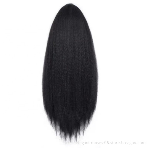 Vigorous Long Curly Drawetring Ponytail Black Synthetic Yaki Curly Drawstring Ponytail Hair Extensions for Black Women 1B Color